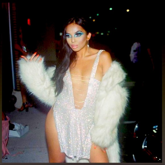 custom sparkly rhinestone deep v dress backless - Picture 4 of 13